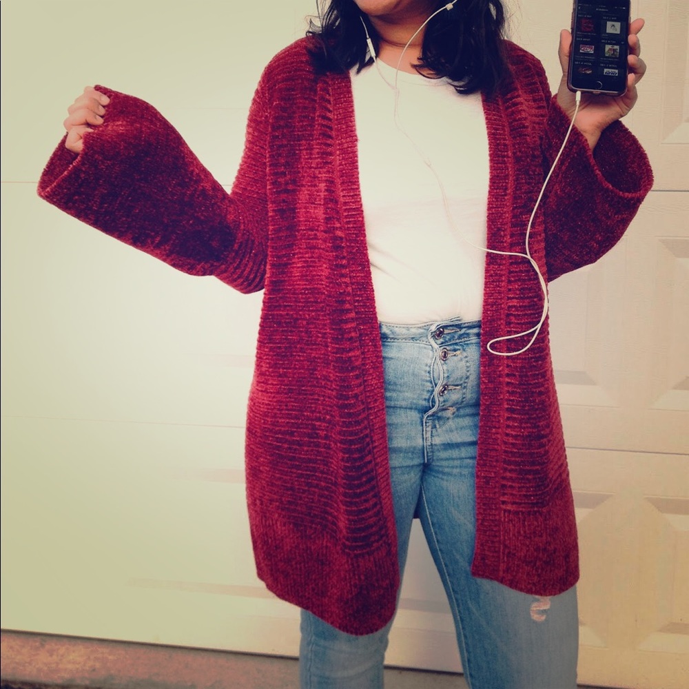 Chenille open cardigan
